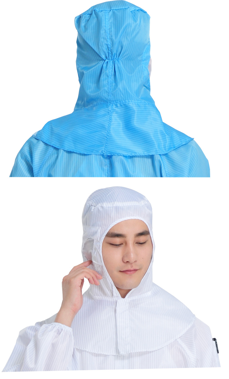 qcfh防静电披肩帽连体静电服帽子食品净化车间无尘电子透气开耳窗