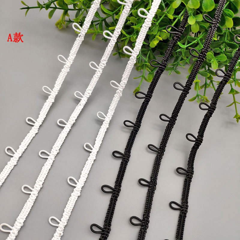 厂家现货供应弹力耳朵带 衣领扣袢花边织带 耳仔纽扣涤纶扣袢带