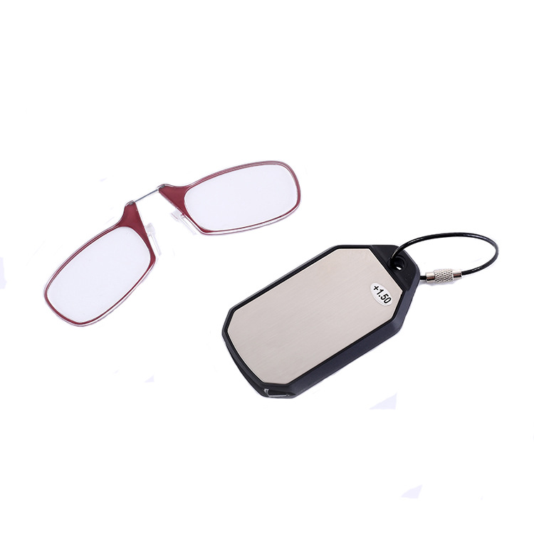 Factory Direct Supply Cross-Border Pc Clamp Nose Old Soft Silicone Thin Reading Glasses Keychain Light and Portable Reading Glasses