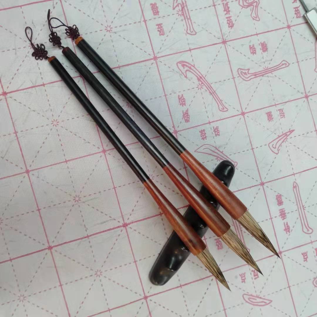 厂家直销石獾毛笔国画山水书法笔培训班用国画写意紫竹石獾笔批发