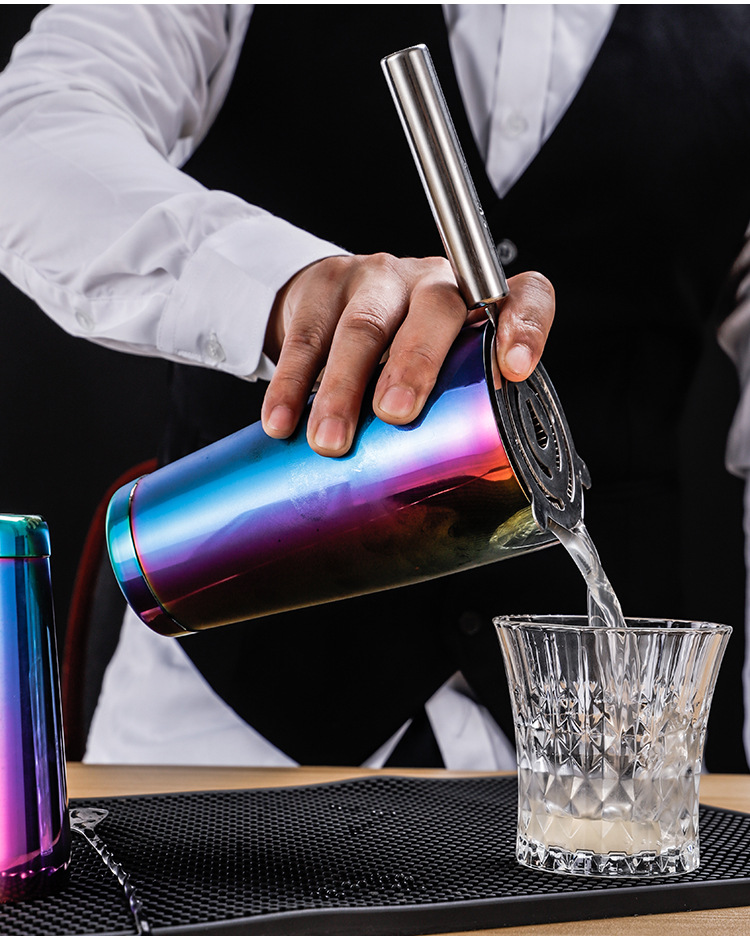 不锈钢炫彩波士顿调酒器摇酒壶调酒壶雪克杯鸡尾酒调酒杯shaker