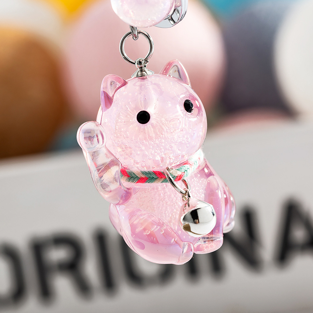 ins抖音潮流猫咪钥匙包包挂件 女招财猫可爱钥匙手机挂件 批发