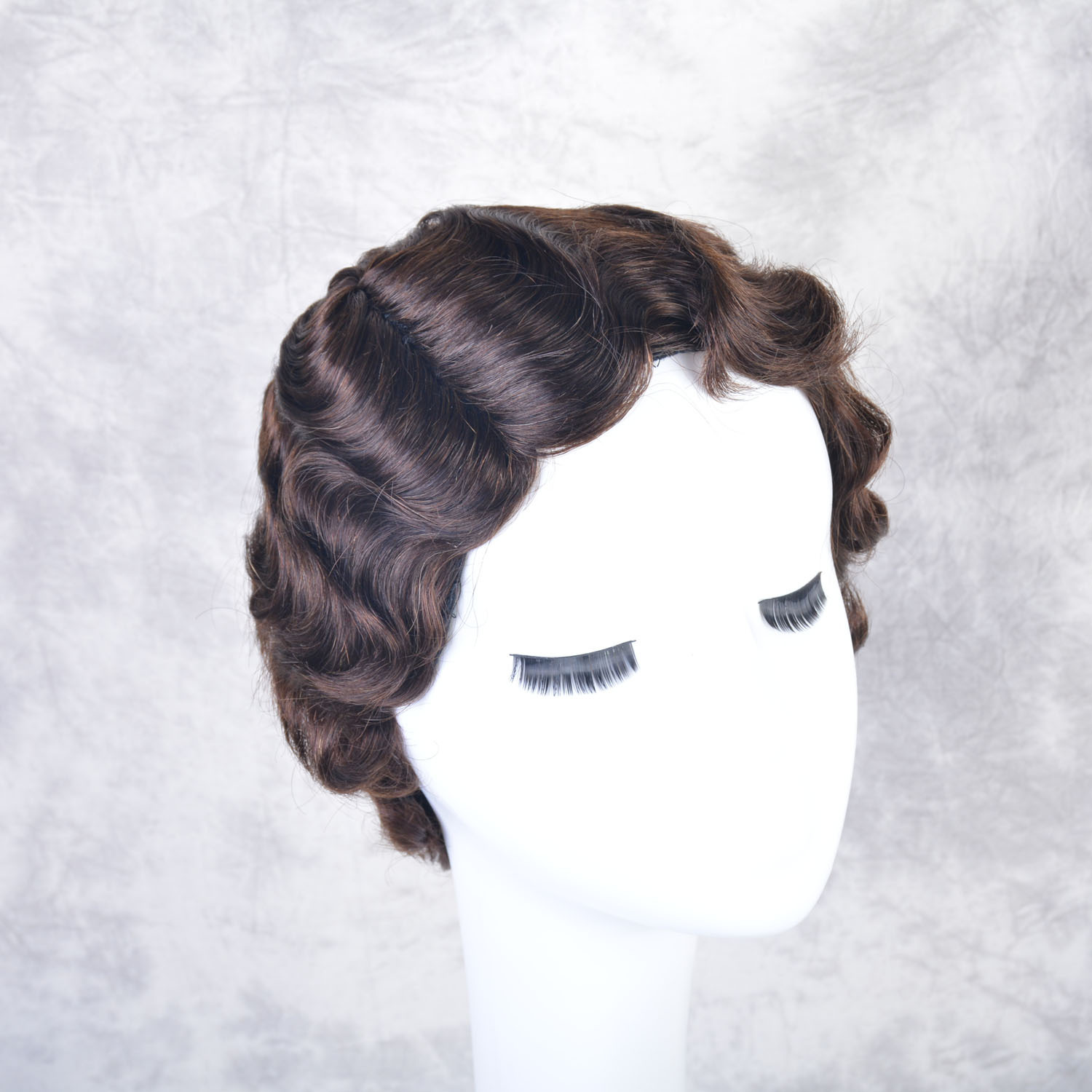 真人发假发上海头复古波浪短卷发上海风human hair wigs现货代发