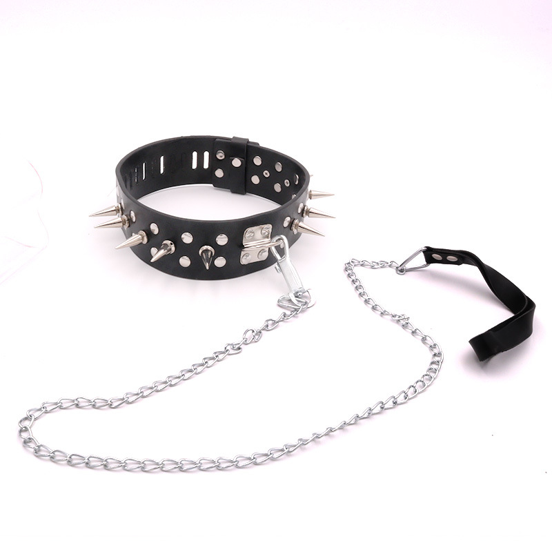 带针狗链情趣项圈带牵绳 成人性用品 激情束缚 女王装备 一件代发