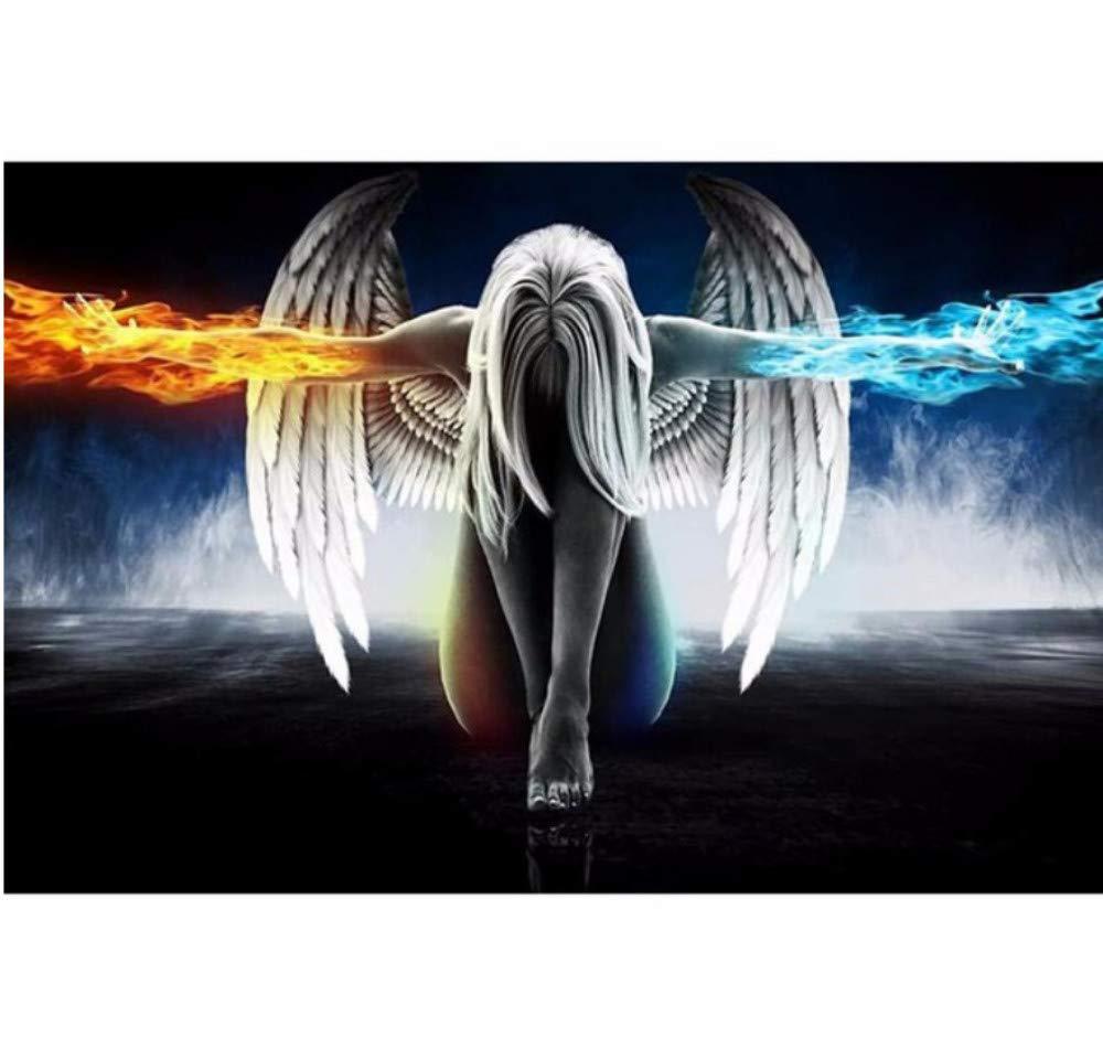 diy贴钻十字绣圆钻满钻冰与火天使翅膀人物贴钻画