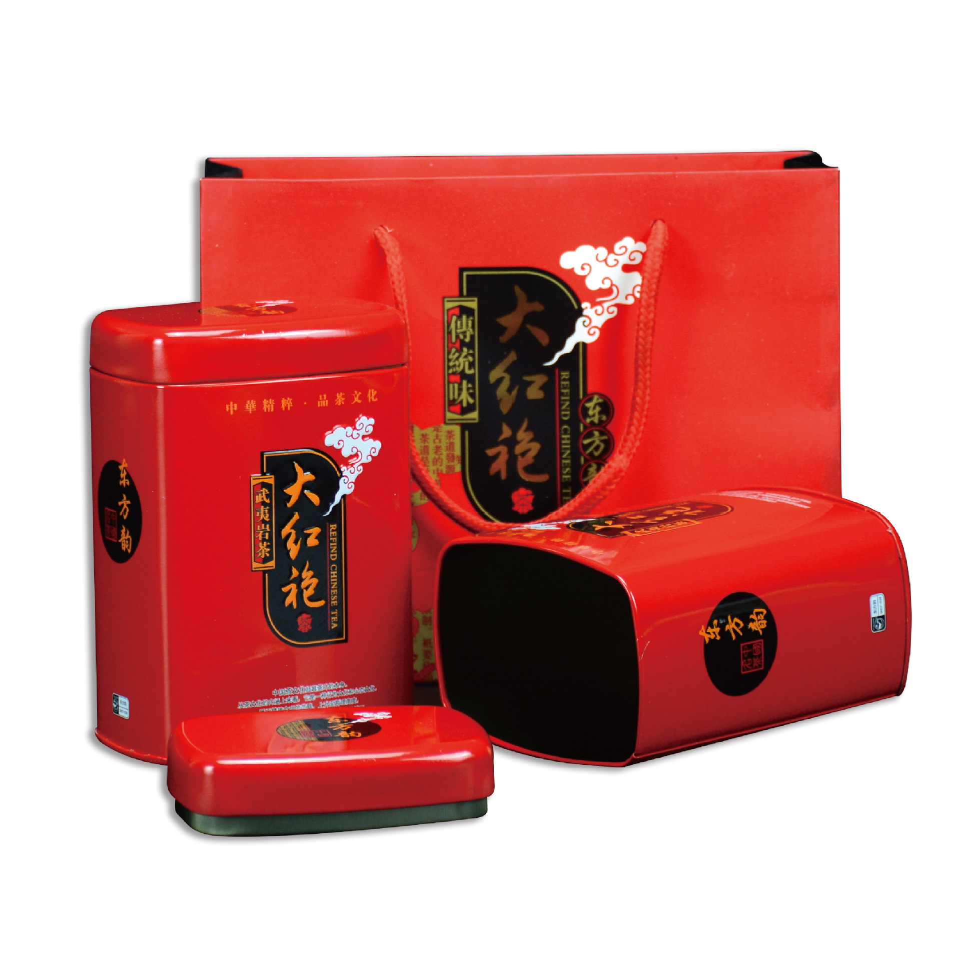 包邮038东方韵大红袍红包装盒马口铁茶叶罐铁罐金属小茶罐子批发