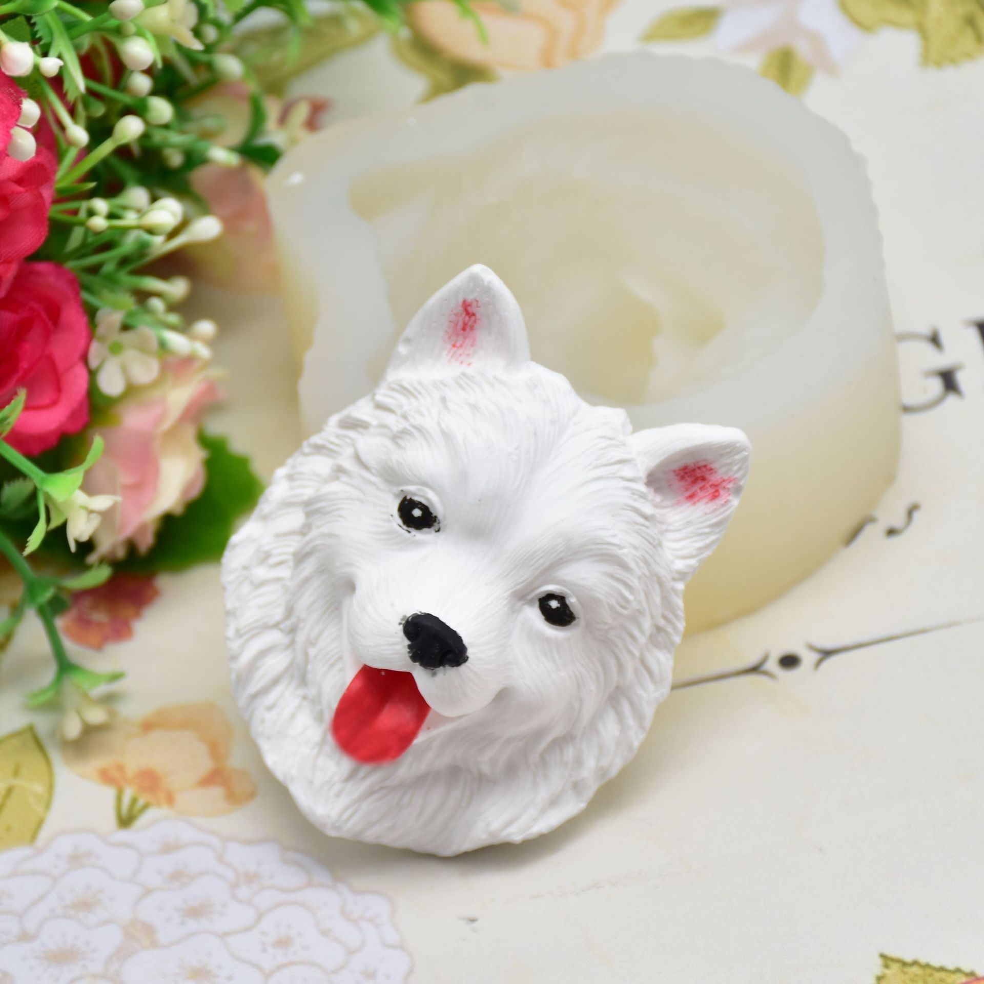 diy烘焙 萨摩耶 造型 香薰石膏 翻糖蛋糕装饰 黏土 硅胶模具