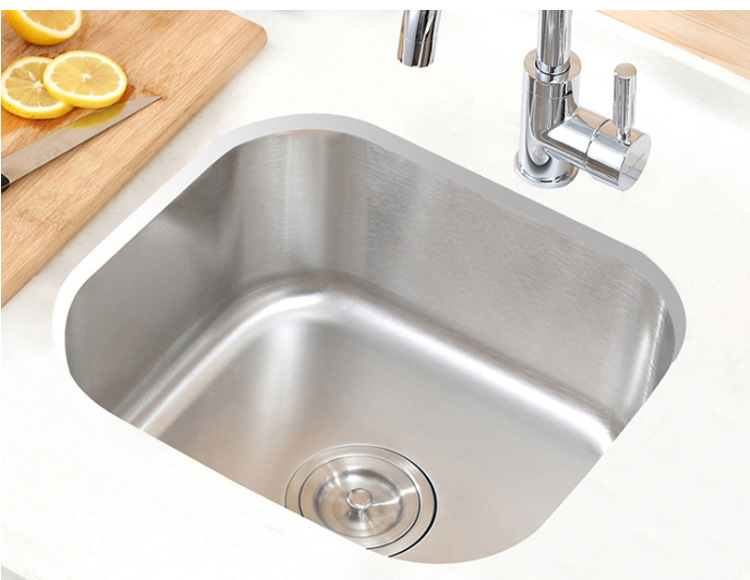 批发304不锈钢单槽 水槽家用圆边台下盆厨房洗菜盆单槽洗碗槽水池
