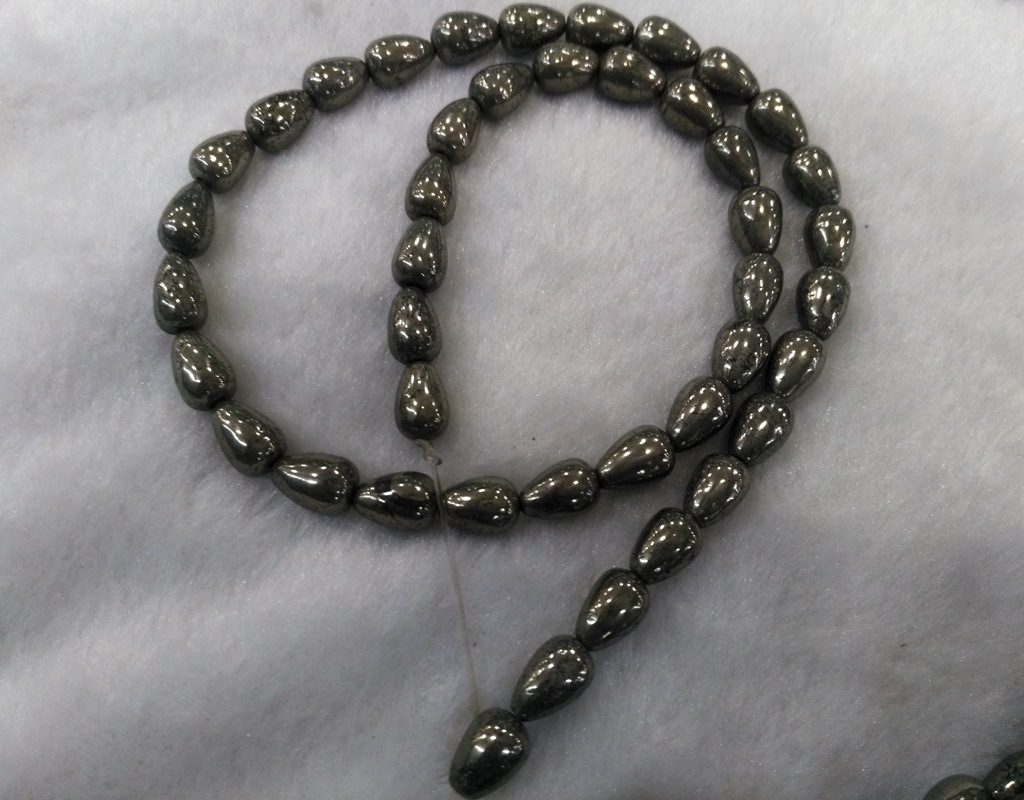 批发天然黄铁矿a级8x12mm刻面水滴形散珠半成品,宝石首饰diy配件