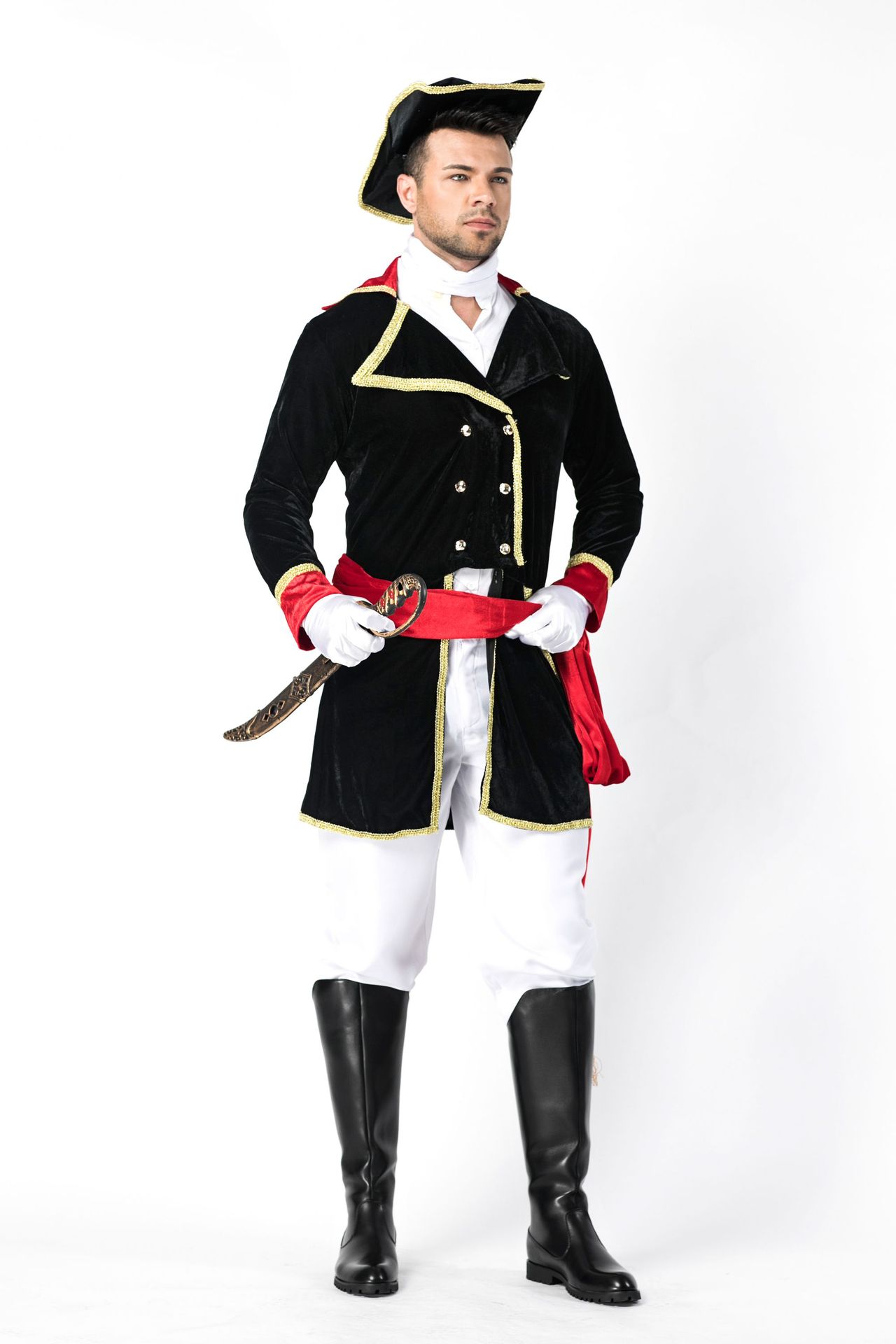 成人cosplay男装表演服中世纪骑士国王士兵军官万圣节服装海盗装