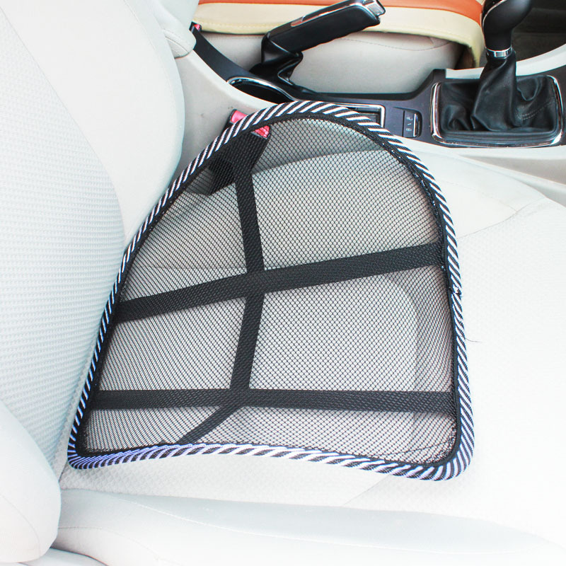 Summer Car Leather Ding Lumbar Support Pillow Ice Silk Car Mesh Breathable Car Massage Waist Pad Backrest Office Cushion