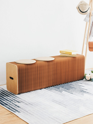 十八纸折叠伸缩纸凳北欧时尚餐桌凳家用客厅创意家具多功能长凳子