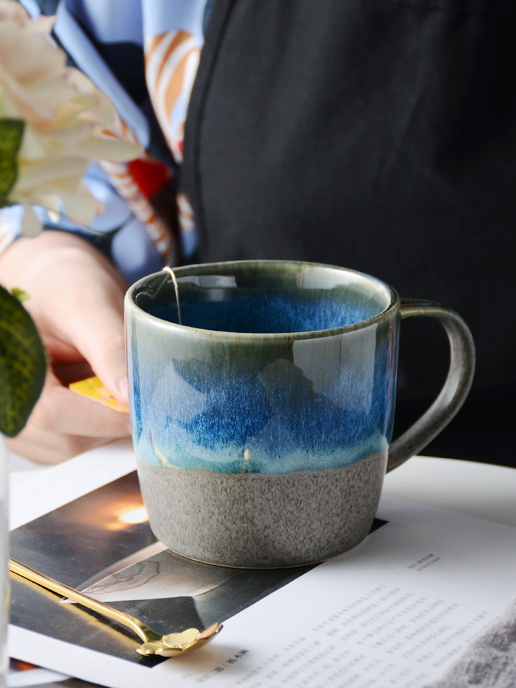 窑变马克杯复古办公室水杯日式早餐杯陶瓷喝水杯子牛奶杯咖啡杯