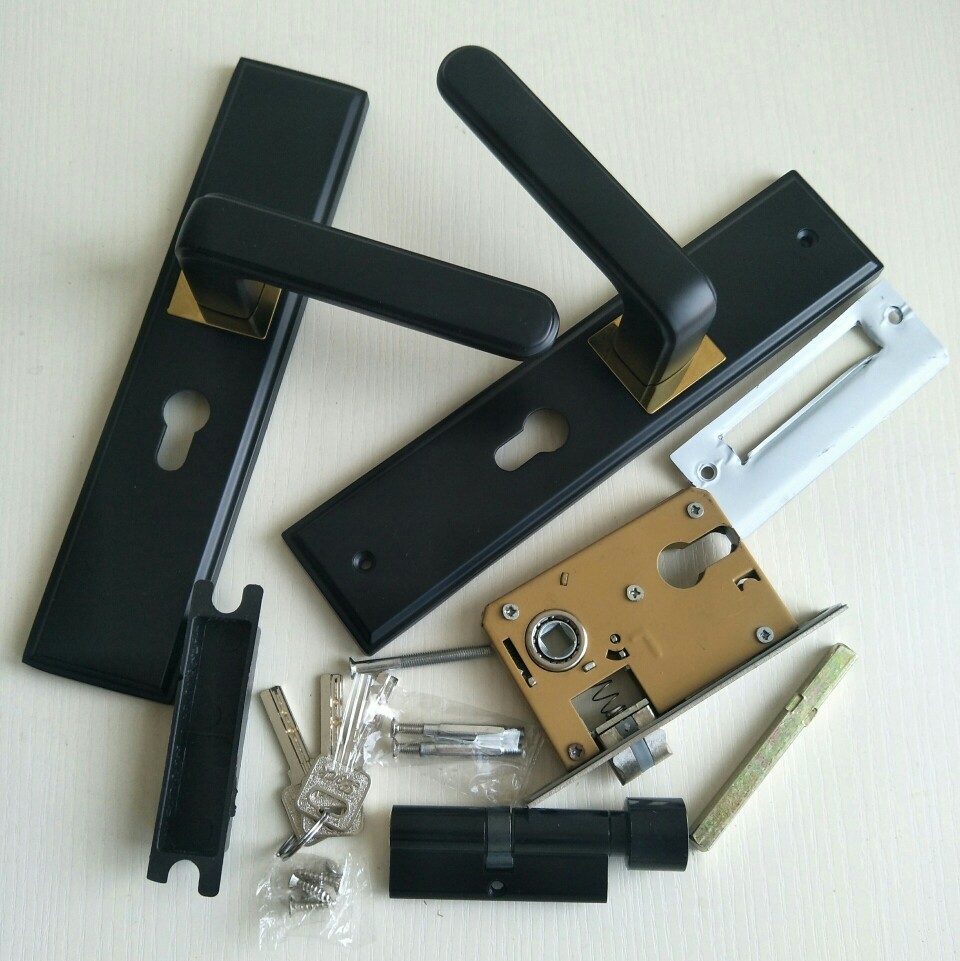 哑黑铝合金工程锁具室内卧室静音房间门锁实木门锁左右可调执手锁