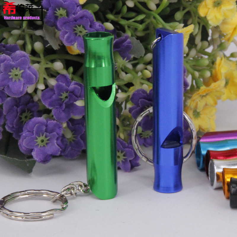 4万个希伯莱9*47单圈彩色铝合金小号口哨户外安全救生求生多用挂扣