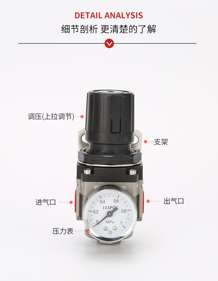 气动调压阀气体ar2000-02气压调节阀ar3000-03减压阀ar4000-04