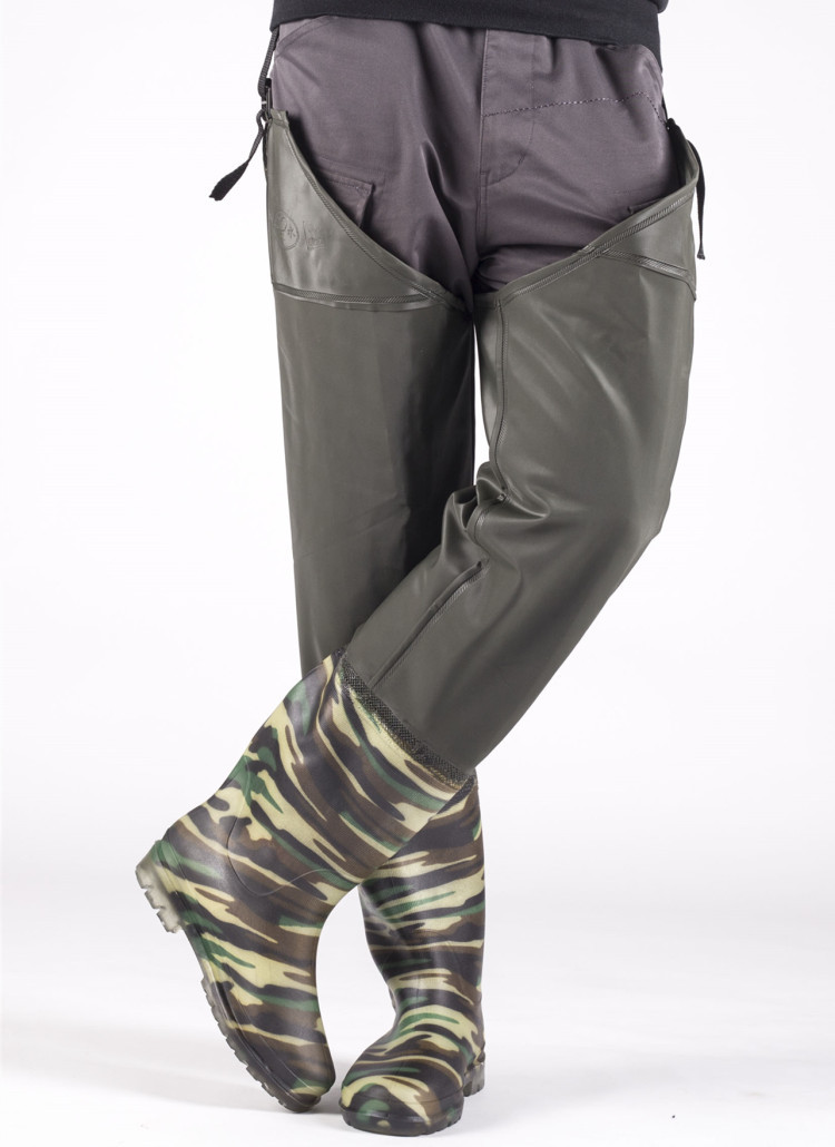 加厚血防裤防水下水裤涉水裤防滑钓鱼捕鱼皮叉裤背带腿裤大码雨鞋