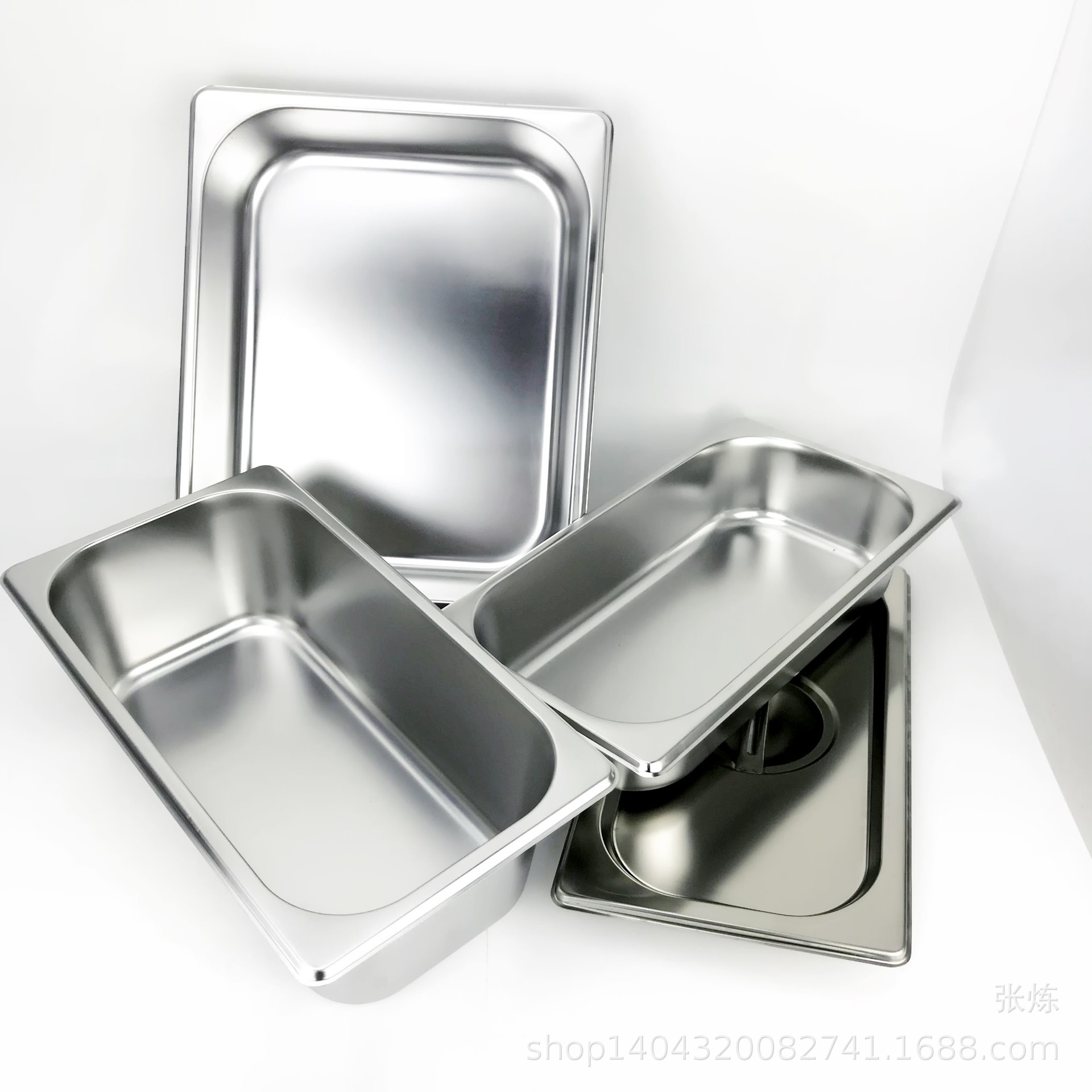 不锈钢份数盆带盖方盆 食堂自助餐长方形分数盆保温台菜盘蒸饭盘