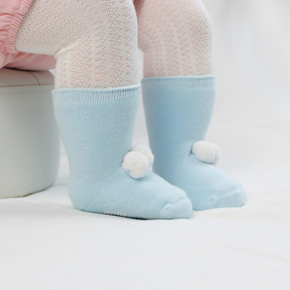 秋冬加厚婴儿学步袜 可爱小球新生儿无骨防滑 男女宝宝精梳棉袜子