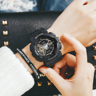 潮流手表 女学生韩版简约潮流ulzzang休闲男大气复古学院风情侣表