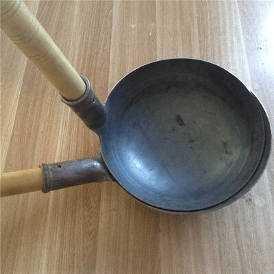 铁勺饲养员工业食堂大号铁工业勺子用铁勺头养殖可带柄铝水勺包邮