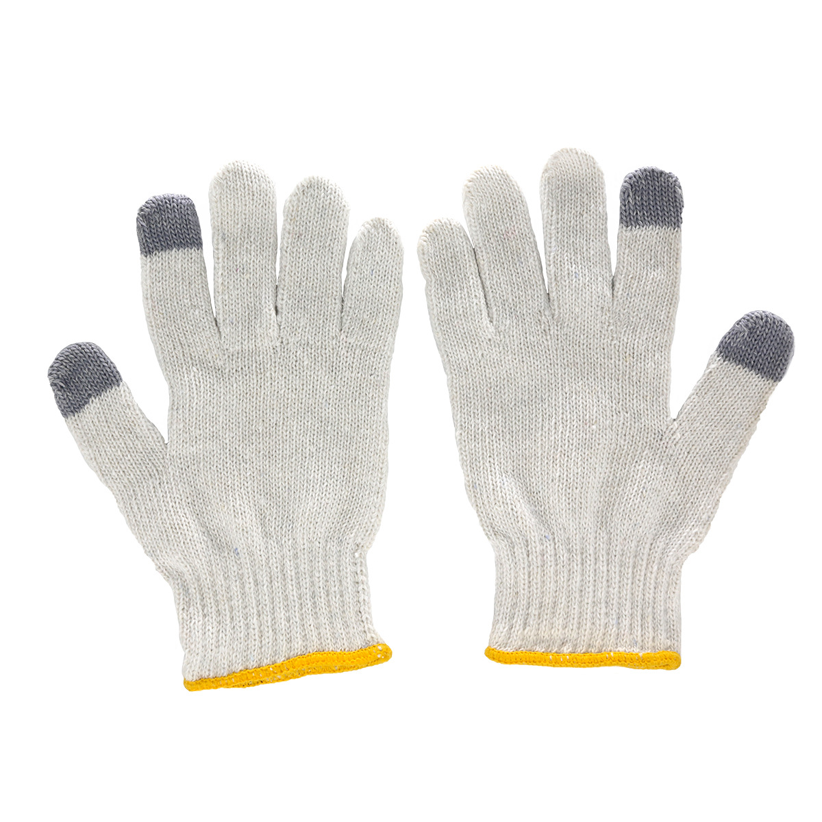 2019热销款7针涤棉防滑工作二指触屏手套上虞源头厂家直供