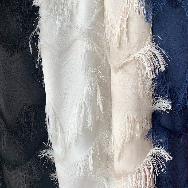 【现货】ins五角星雪纺睫毛流苏剪花面料新款礼服半裙布多色可选