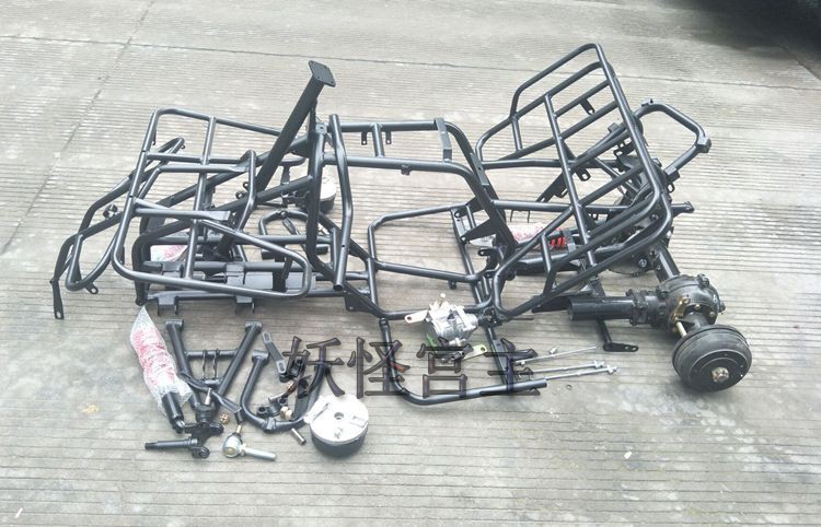 改装四轮车配件 大公牛沙滩车全套车架轴传动前后鼓刹后桥减震