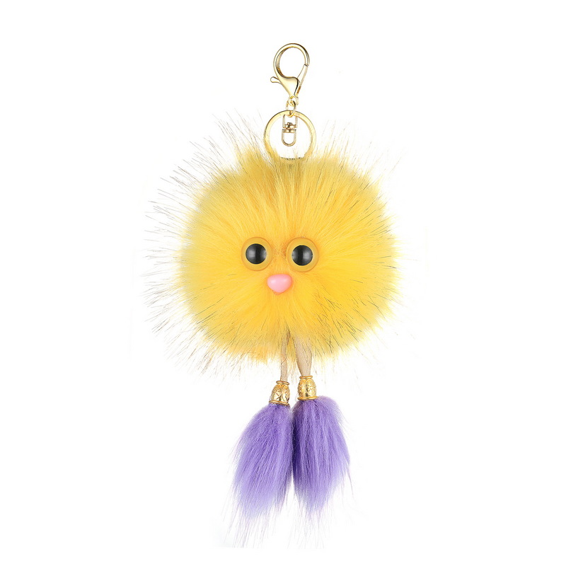 New Small Eyes Fur Ball Keychain Cartoon Doll Little Monster Women's Bag Pendant Gift Customization