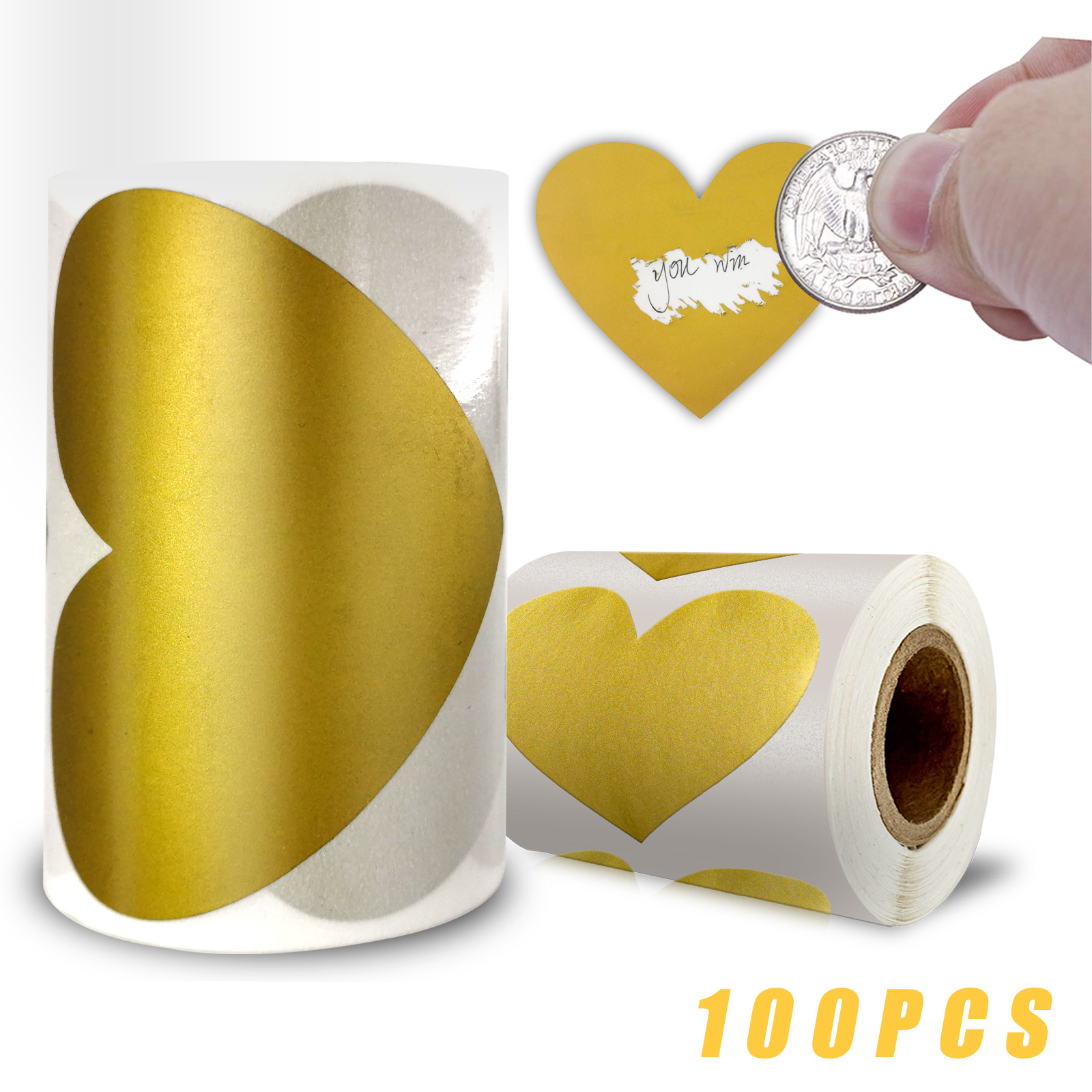 亚马逊爆款批发卷装刮刮金色不干胶贴纸标签100个/一卷-阿里巴巴