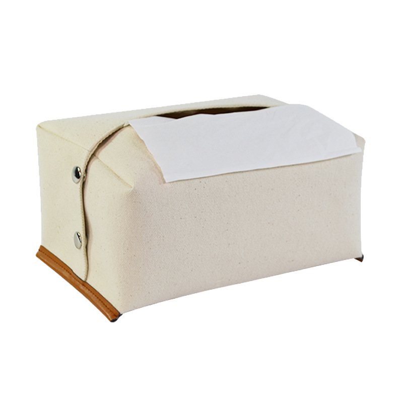 礼品定制日式棉麻布艺纸巾盒 pu皮革家居收纳包 帆布抽纸套纸巾袋