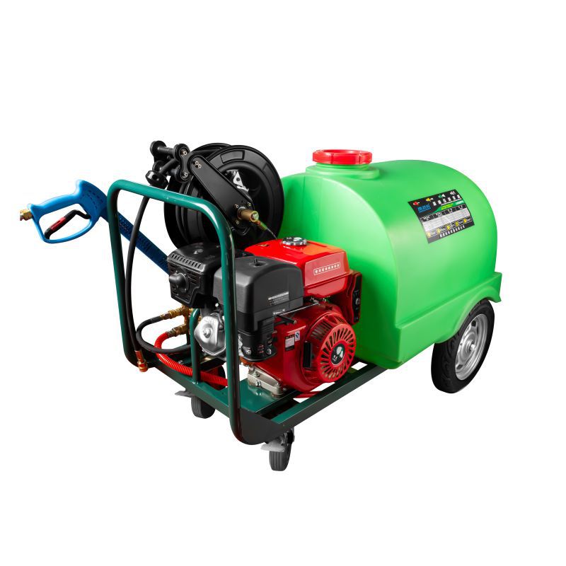 水洁豹300升水桶移动高压洗车机清洗机市政园林汽柴油动力电启动