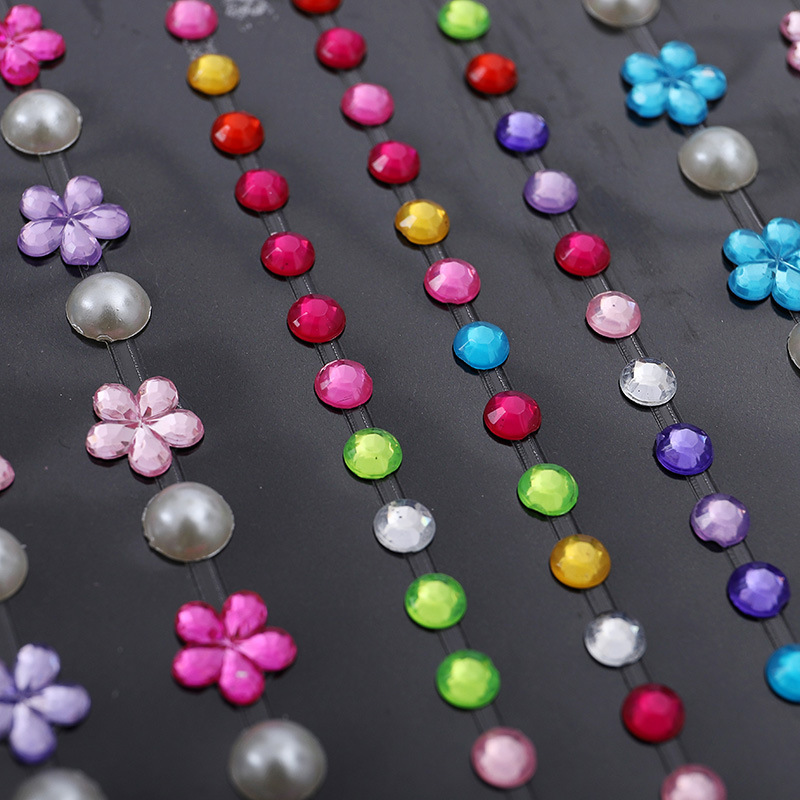 贴钻珍珠儿童背胶贴 彩色创意贴纸 星星花朵图案手工水钻