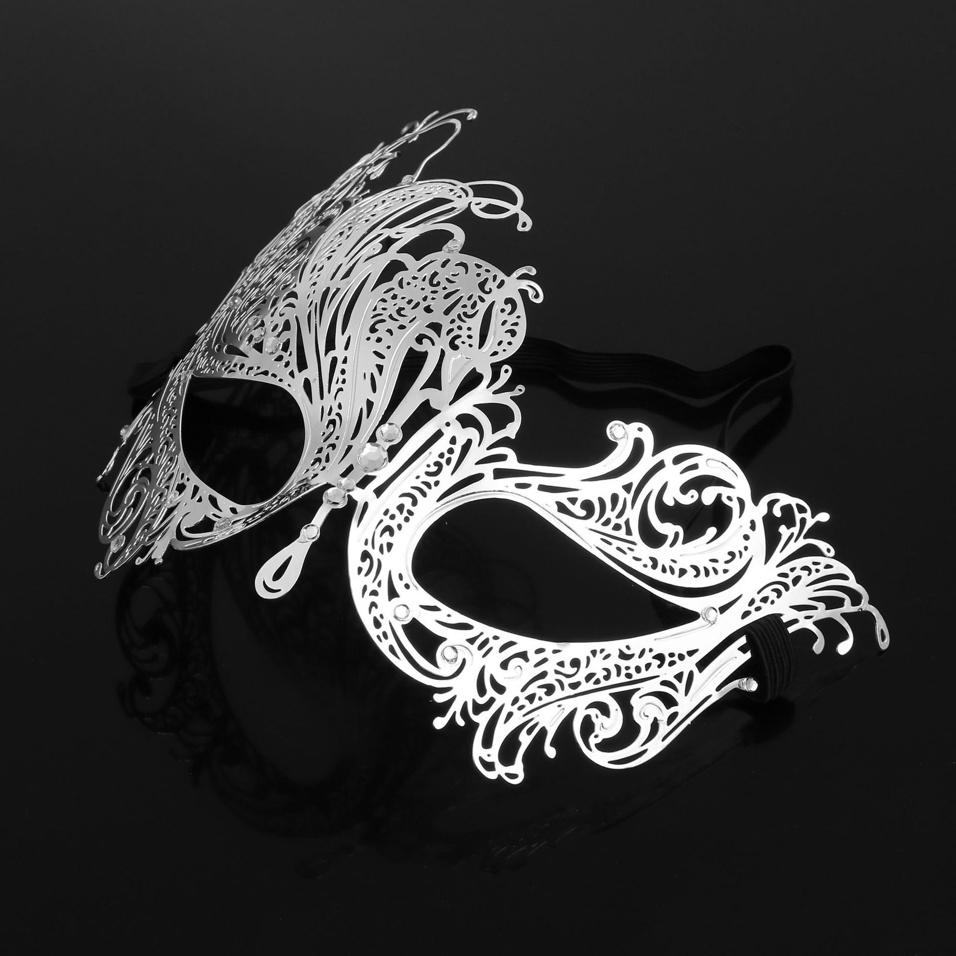 万圣节面具 男女铁艺面具 金属镂空镶钻凤凰面具 舞会半脸眼罩