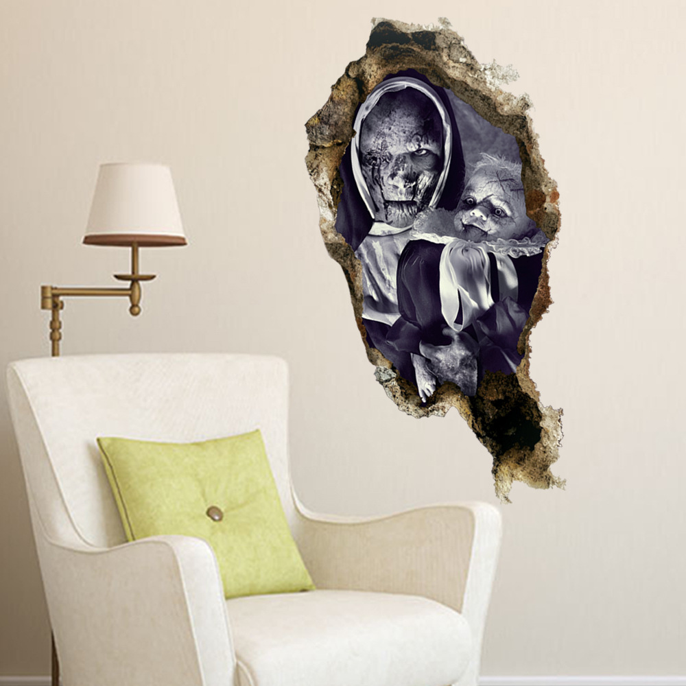 2019新款km系列万圣节僵尸创意墙贴纸 个性装饰恐怖万圣节墙贴画