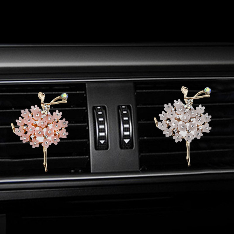 diamond-embedded ballet girl automobile vent perfume cartoon car aromatherapy clip car air conditioning decoration