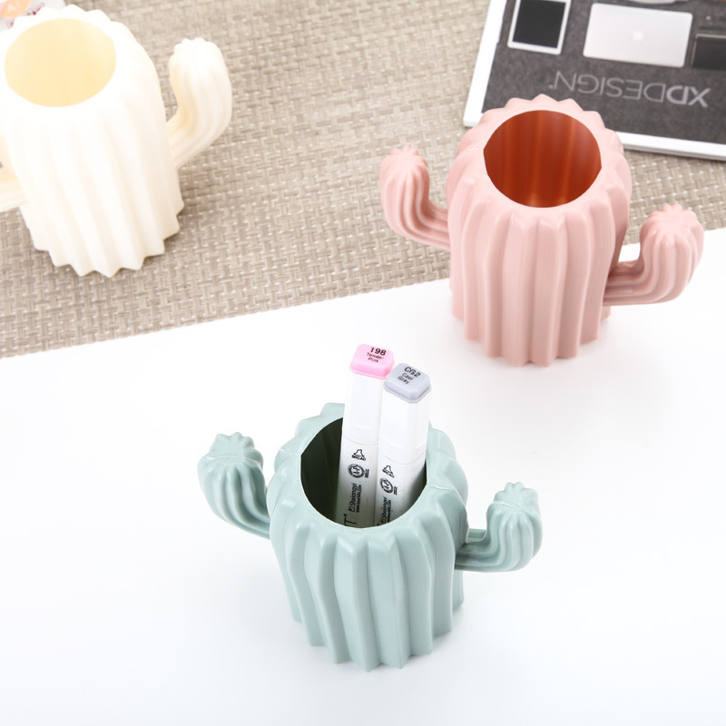 Plastic Creative Fashion Pen Container Decoration Anti-Fall Drop-Resistant Cactus-Type Pen Container Vase 0755-4