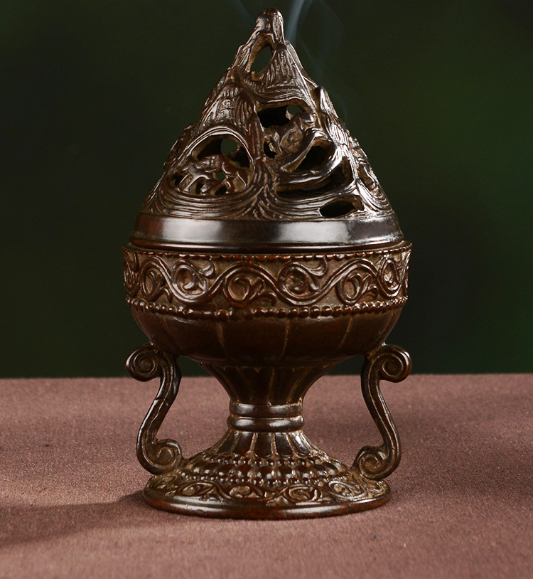 全铜宣德炉博山炉 仿古紫铜熏香炉客厅茶室家居摆件檀香博山香炉