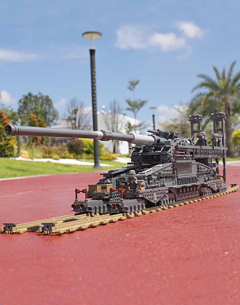 开智10005多拉巨炮古斯塔夫列车炮模型大型积木大人难度拼装玩具