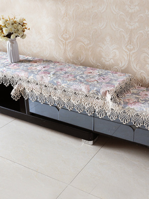 欧式电视柜布盖布北欧蕾丝刺绣长方形现代简约客厅布艺盖巾防尘布