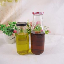 新款方圆500ml冷萃奶茶玻璃瓶300饮料瓶玻璃牛奶瓶泡茶瓶批发