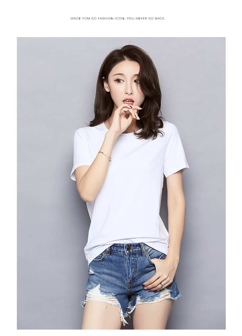 2019新款圆领短袖t恤女宽松白色夏装半袖韩范上衣黑色显瘦休闲