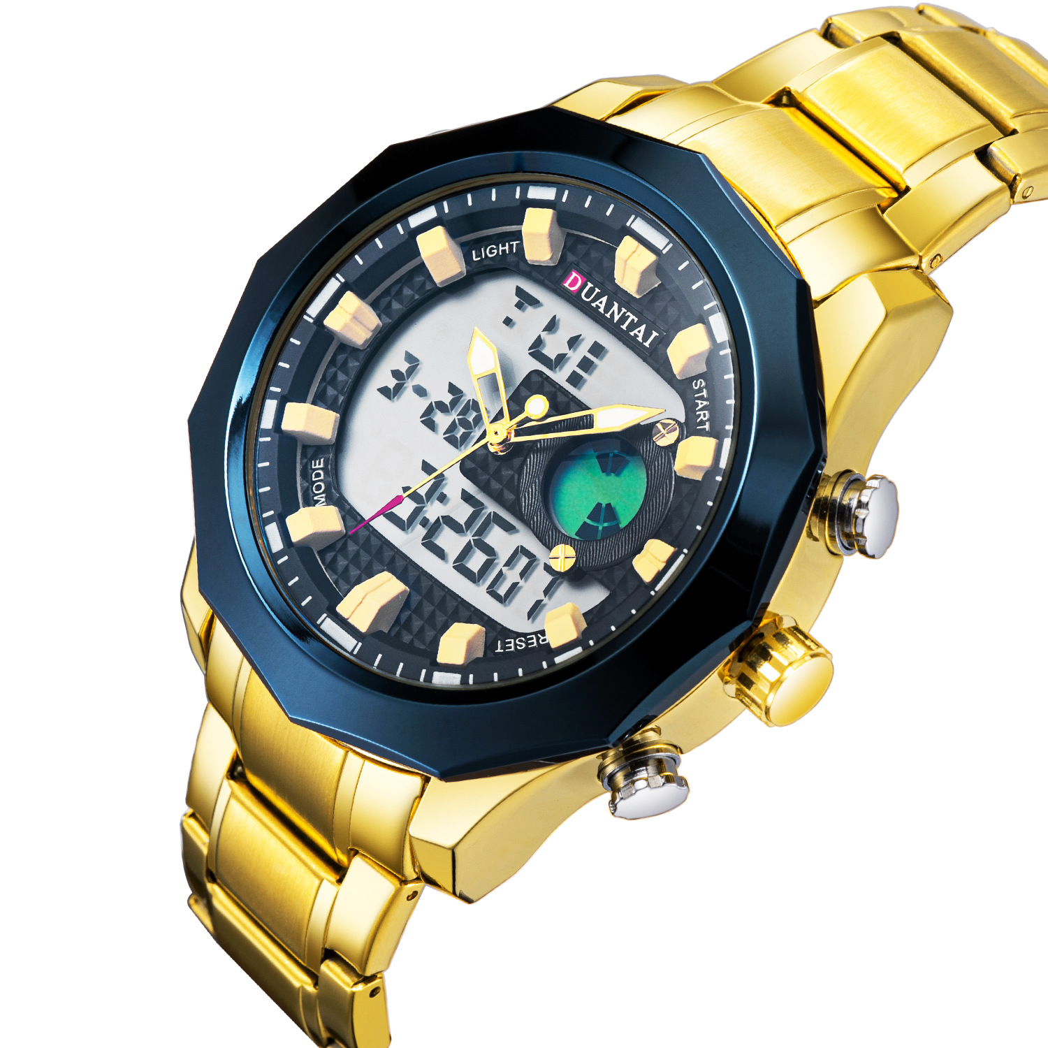 duantai源头厂家钢带多功能双机芯户外男表电子表运动表防水夜光