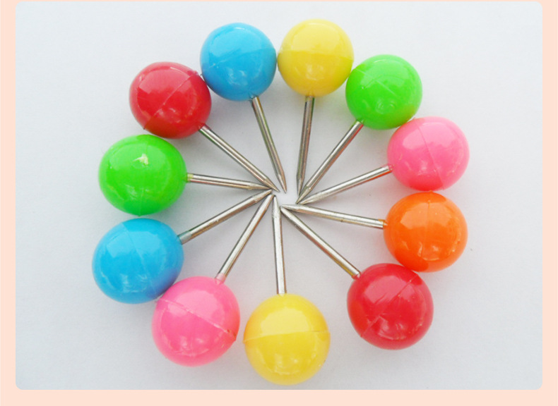 厂家直销珠光针图钉创意大头钉彩色图钉地图钉颜色混装30/盒装