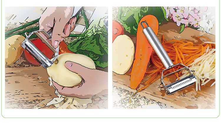 【厂家现货】不锈钢多功能刨丝器双头二合一刨片器蔬菜水果削皮刀