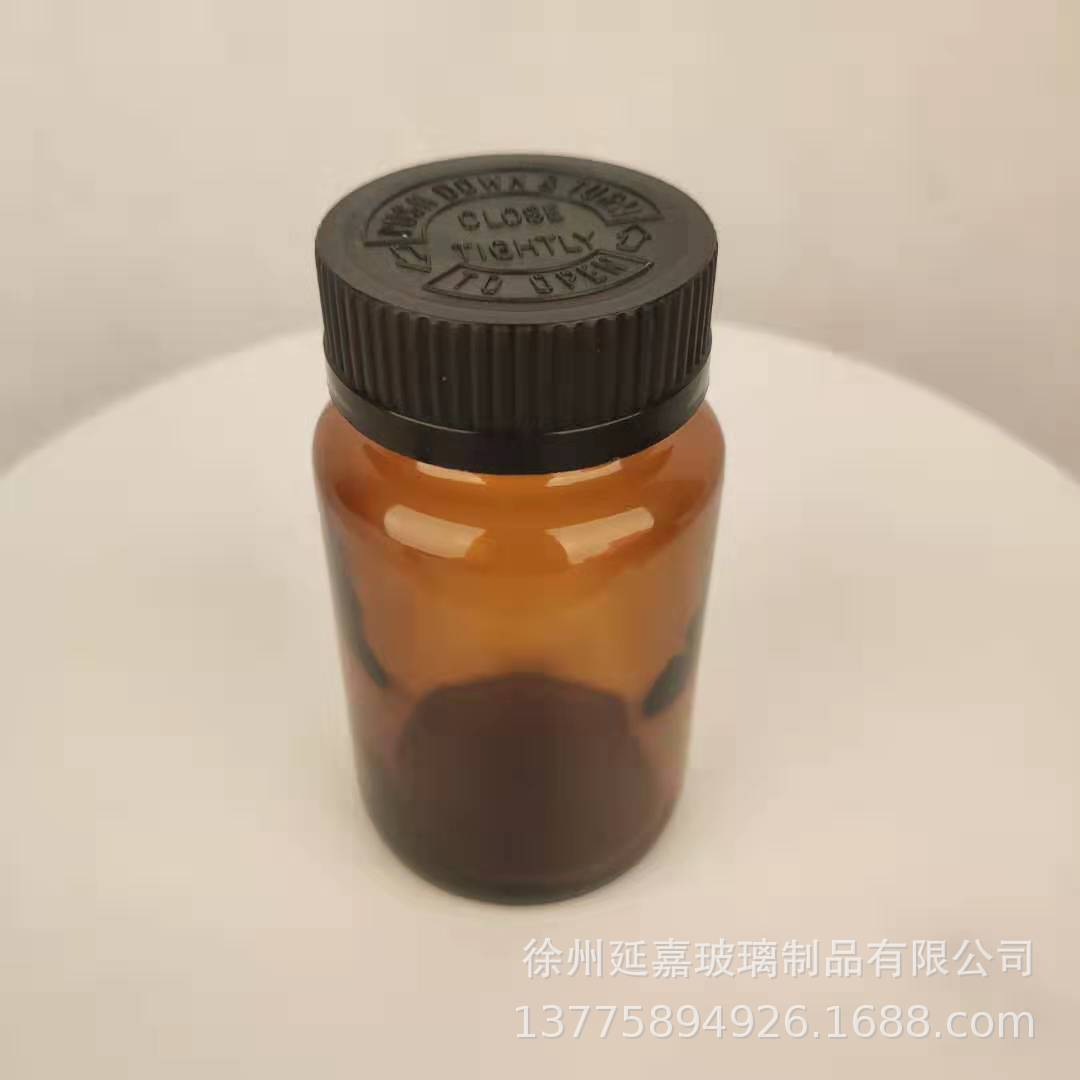 厂家直销100ml茶色带盖密封玻璃药瓶棕色医用广口瓶胶囊虫草瓶