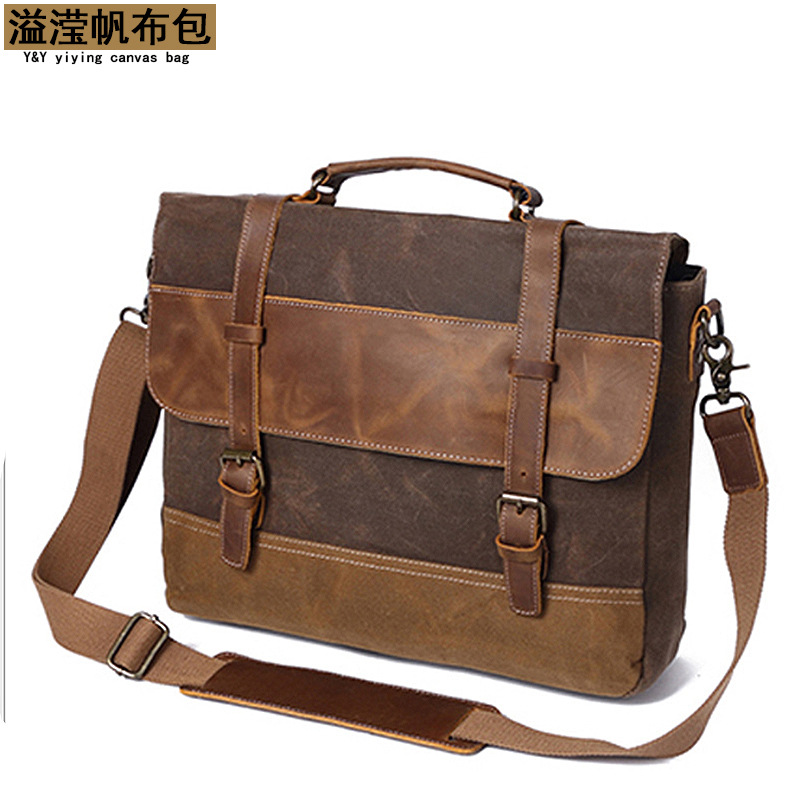 Manufacturer Men's Canvas Shoulder Messenger Bag Briefcase Laptop Bag Spot Sale Amazon E-Commerce Supply