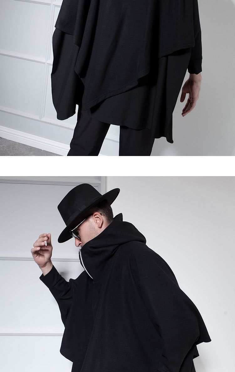 披风斗篷男秋冬中长款外套连帽跨境外贸欧美日韩代发批发现货