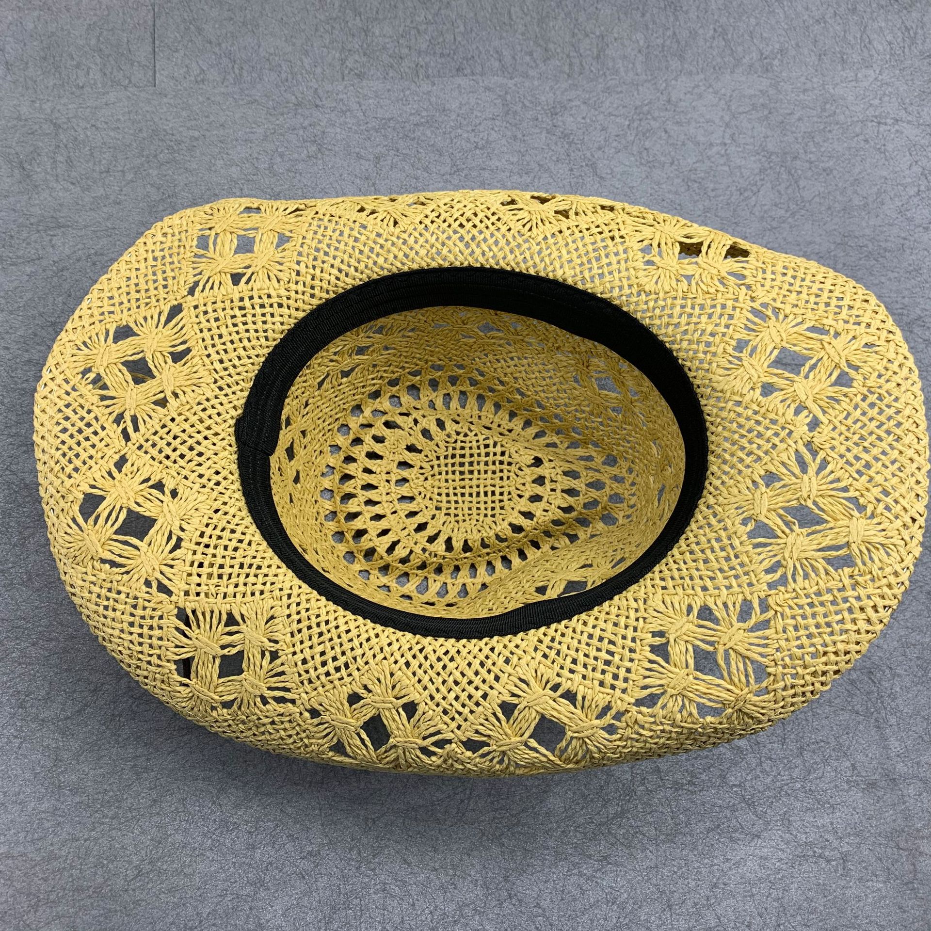 纯手工精编织草帽镂空草编帽男女通用礼帽子春夏季遮阳凉帽牛仔帽