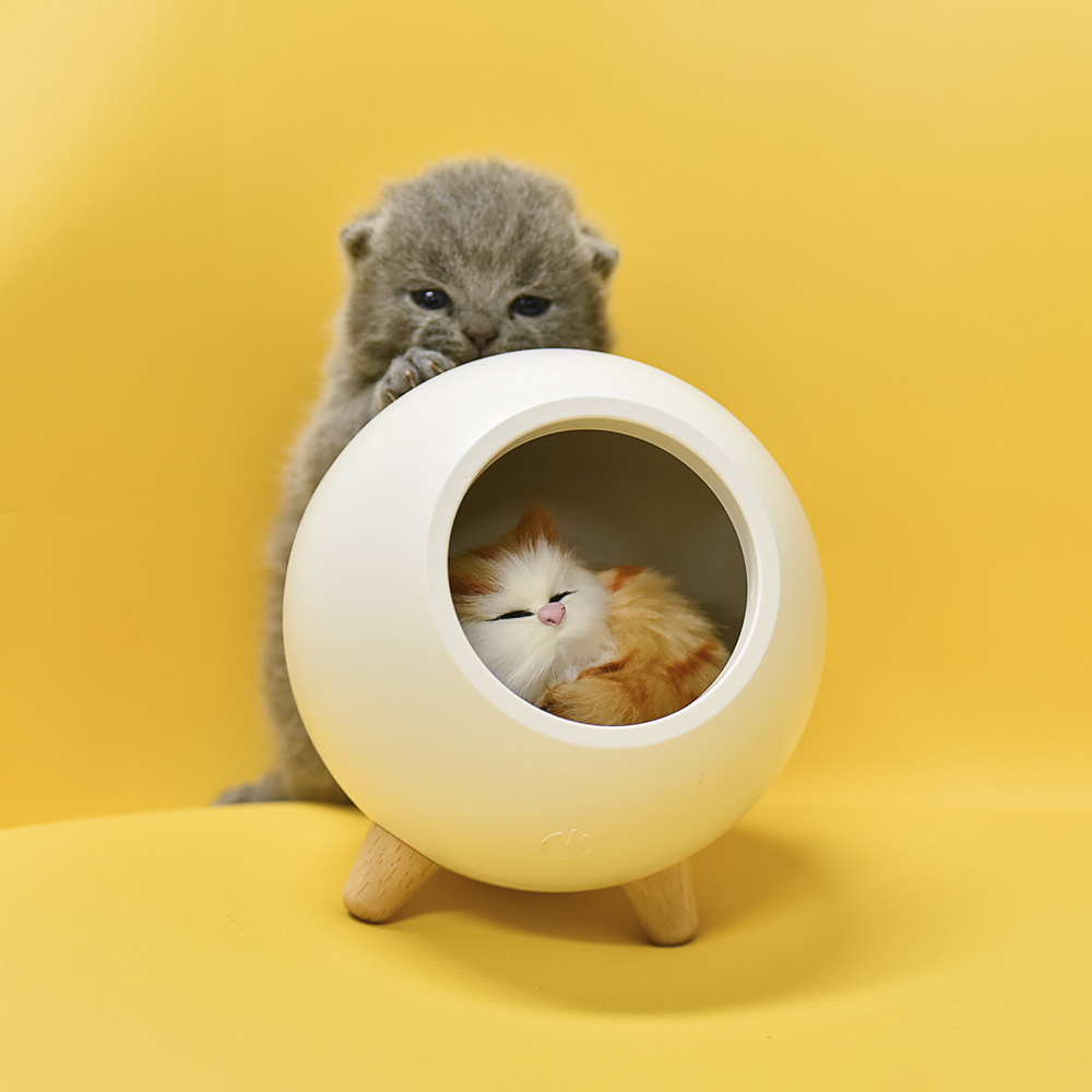 新品小猫屋氛围台灯 创意礼物送女生卡通猫窝充电led小夜灯批发